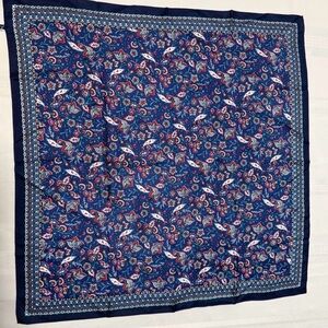 Talbots Designer Navy Floral Paisley 100% Silk Scarf 25”x25” NWT